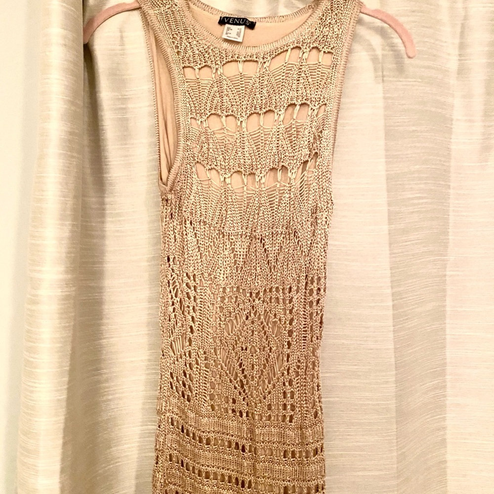 Gold Metallic Crochet Maxi Dress (New w/o tags)